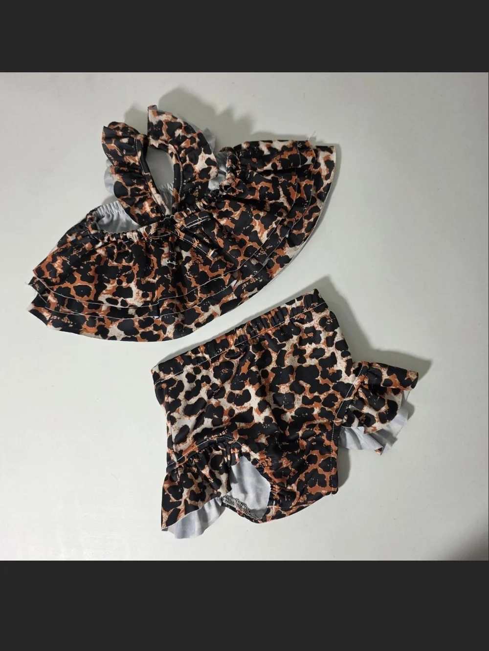 Leopard Print Two-Piece Baby Swim Set - Brown & Black